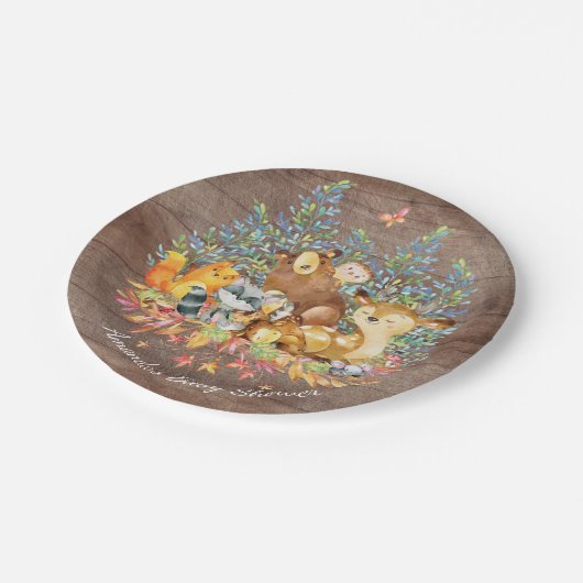 Waldtier-neutrale Babyparty 7" Platte Pappteller (Schrägansicht)