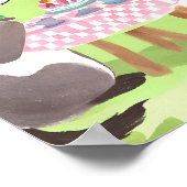 Waldtier-Picknick | Whimsical Cute Watercolor Poster (Ecke)