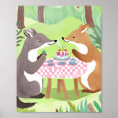 Waldtier-Picknick | Whimsical Cute Watercolor Poster (Vorne)