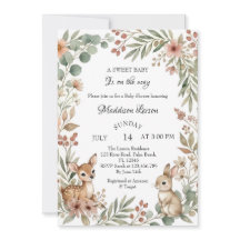 Waldtier Reh Kaninchen Salbeigrüne Babyparty