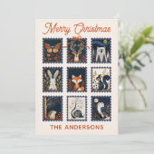 Waldtier-Stempel-Collage Frohe Weihnachten (Stehend Vorderseite)