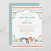 Waldtier verbindet Baby besprühen Einladung (Vorne/Hinten)