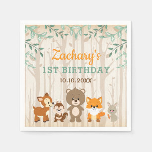 Waldtier-Wald1. Geburtstags-Babyparty Serviette