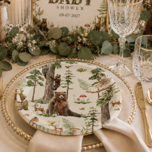 Waldtier-Wald-Wild-Pattern-Babyparty Pappteller