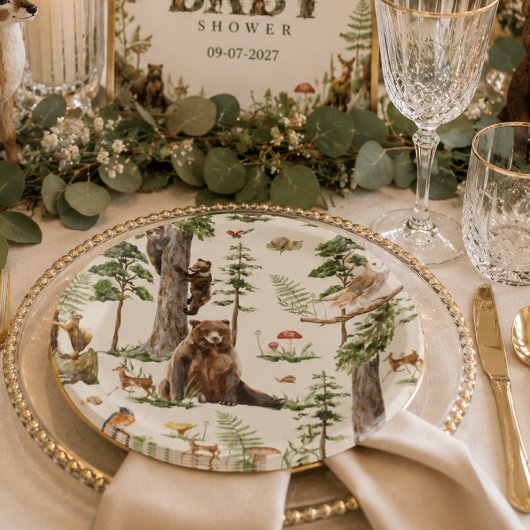 Waldtier-Wald-Wild-Pattern-Babyparty  Pappteller