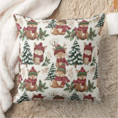 Waldtier-Weihnachtsmuster mit Fuchs & Eule Kissen (Decke)