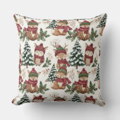 Waldtier-Weihnachtsmuster mit Fuchs & Eule Kissen (Vorderseite)