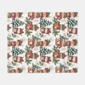 Waldtier-Weihnachtsmuster mit Fuchs und Eule Fleecedecke (Vorderseite (Horizontal))