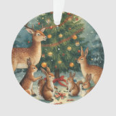 Waldtier-Weihnachtsszene Ornament (Vorderseite)