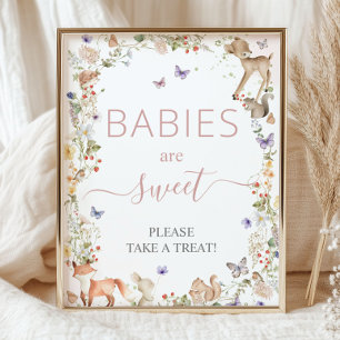 Waldtier-Wildblumen-Baby-Shower-Süßigkeit Fotodruck