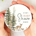 Waldtierdusche Runder Pappuntersetzer<br><div class="desc">Die neuen Waldtiere bringen Baby Dusche runden Untersetzer - perfekt für ein niedliches und skurriles Fest! Mit einem modernen Wasserfarbenwald-Thema mit bezaubernden Geschöpfen wie Fuchs, Braunbär, Hase und Hirsch ist es ideal für eine geschlechtsneutrale Dusche. Dieses böhmische Design Set eine süße und schlichte Szene mit seiner natürlichen Landschaft von grünen...</div>