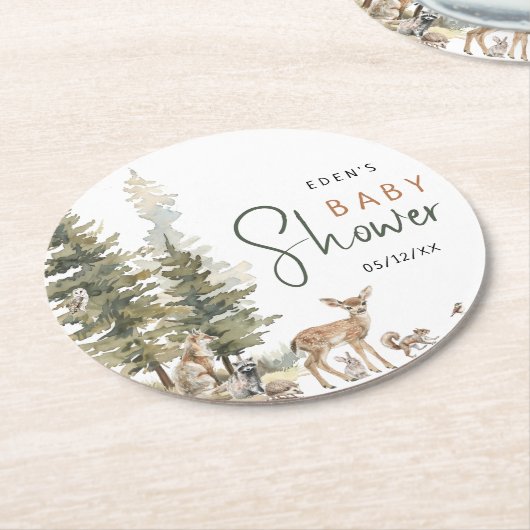 Waldtierdusche Runder Pappuntersetzer (Angewinkelt)