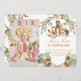 Waldtiere 1. Geburtstag Einladung