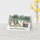 Waldtiere 1. Geburtstag Karte (Gelbe Blume)