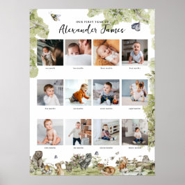 Waldtiere | 1. Jahr, 12. Monat der FotoCollage Poster