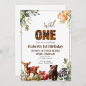 Waldtiere 1. Wildtiere zum Geburtstag Einladung (Vorne/Hinten)