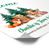 Waldtiere 2. Geburtstag Begrüßungszeichen Poster (Ecke)