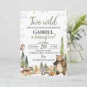 Waldtiere 2. Geburtstag Einladung (Stehend Vorderseite)