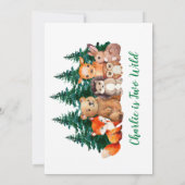 Waldtiere, 2. Geburtstag, Grüne Schrift Einladung (Rückseite)