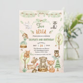 Waldtiere 2. Geburtstags-Party Einladung (Stehend Vorderseite)