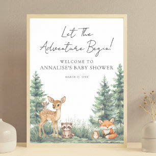 Waldtiere-Abenteuer-Baby-Party Poster