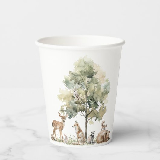 Waldtiere Abenteuer Kinderdusche Pappbecher (Rückseite)