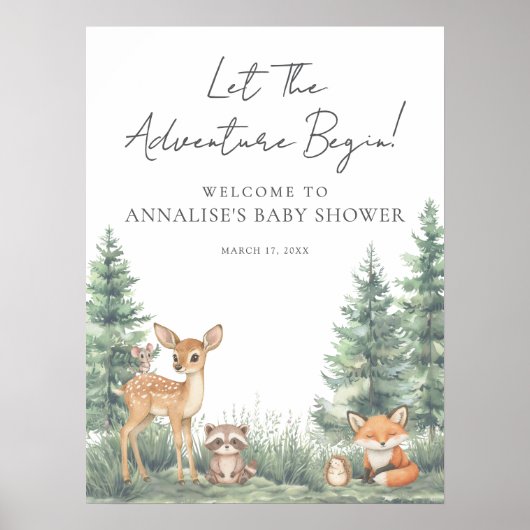 Waldtiere Abenteuer Kinderdusche Poster (Vorne)