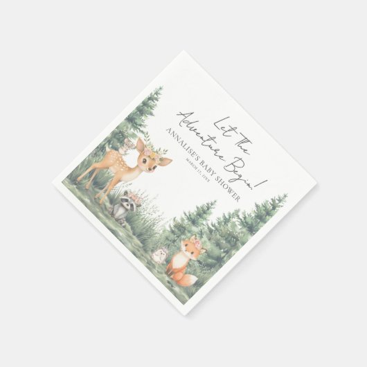 Waldtiere Abenteuer Kinderdusche Serviette (Ecke)