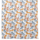 Waldtiere. Aquarell Duschvorhang (Vorderseite)