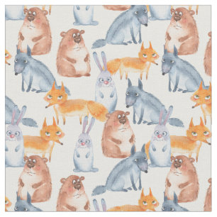 Waldtiere. Aquarell Stoff