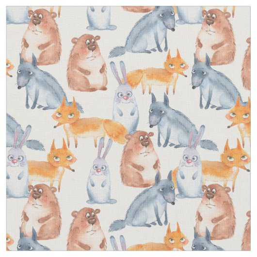 Waldtiere. Aquarell Stoff (Nahaufnahme)