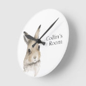 Waldtiere Aquarellfarben Kinderzimmer "Sonnenname" Runde Wanduhr (Winkel)