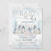 Waldtiere Arktische Tiere Winter Babydusche Einladung (Vorderseite)