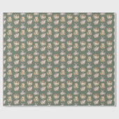 Waldtiere auf Camouflage Green Geschenkpapier (Flach)