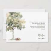 Waldtiere, auf die wir frühzeitig warten können |  dankeskarte (Rückseite)