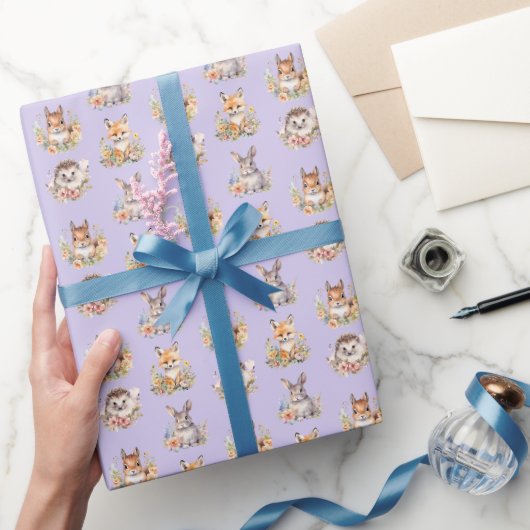 Waldtiere auf leicht Lila Geschenkpapier (Schenken)