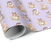 Waldtiere auf leicht Lila Geschenkpapier (Rolleneckpunkt)