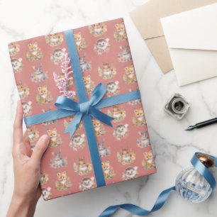 Waldtiere auf Seashell Pink Geschenkpapier