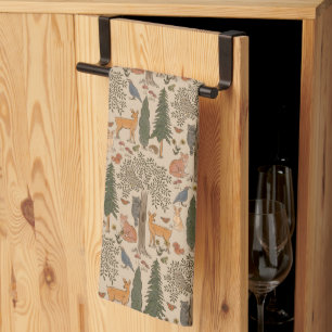 Waldtiere aus Cabincore Geschirrtuch