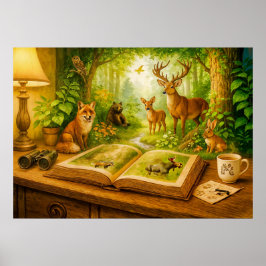Waldtiere aus dem offenen Buch Poster