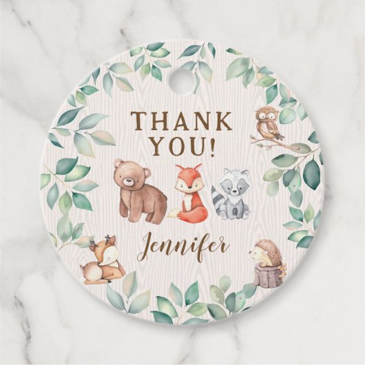 Waldtiere aus Wäldern Baby Dusche danke Anhänger (Vorderseite)