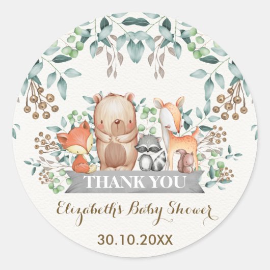 Waldtiere aus Wäldern Vielen Dank für Ihre Sticker (Vorderseite)