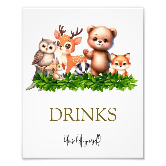 Waldtiere Baby DriNks-Zeichen Fotodruck (Vorne)