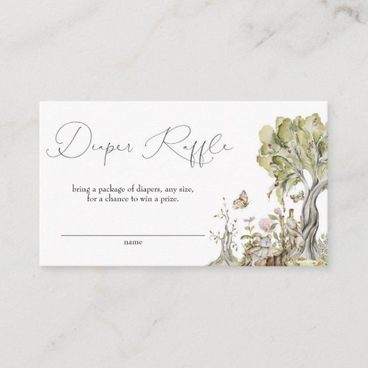 Waldtiere Baby Duschdusche Windelwindeln Begleitkarte (Vorderseite)