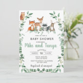 Waldtiere Baby Dusche einladen, Eukalyptus. Einladung (Stehend Vorderseite)