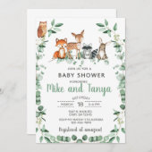 Waldtiere Baby Dusche einladen, Eukalyptus. Einladung (Vorne/Hinten)