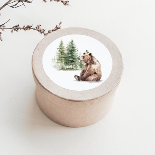 Waldtiere | Baby-Dusche für Bären und Vögel Runder Aufkleber