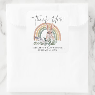 Waldtiere   Baby Dusche Gefallen Quadratischer Aufkleber