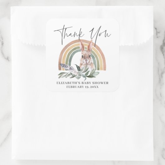 Waldtiere | Baby Dusche Gefallen Quadratischer Aufkleber (Tasche)