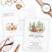 Waldtiere Baby Dusche Postkarte